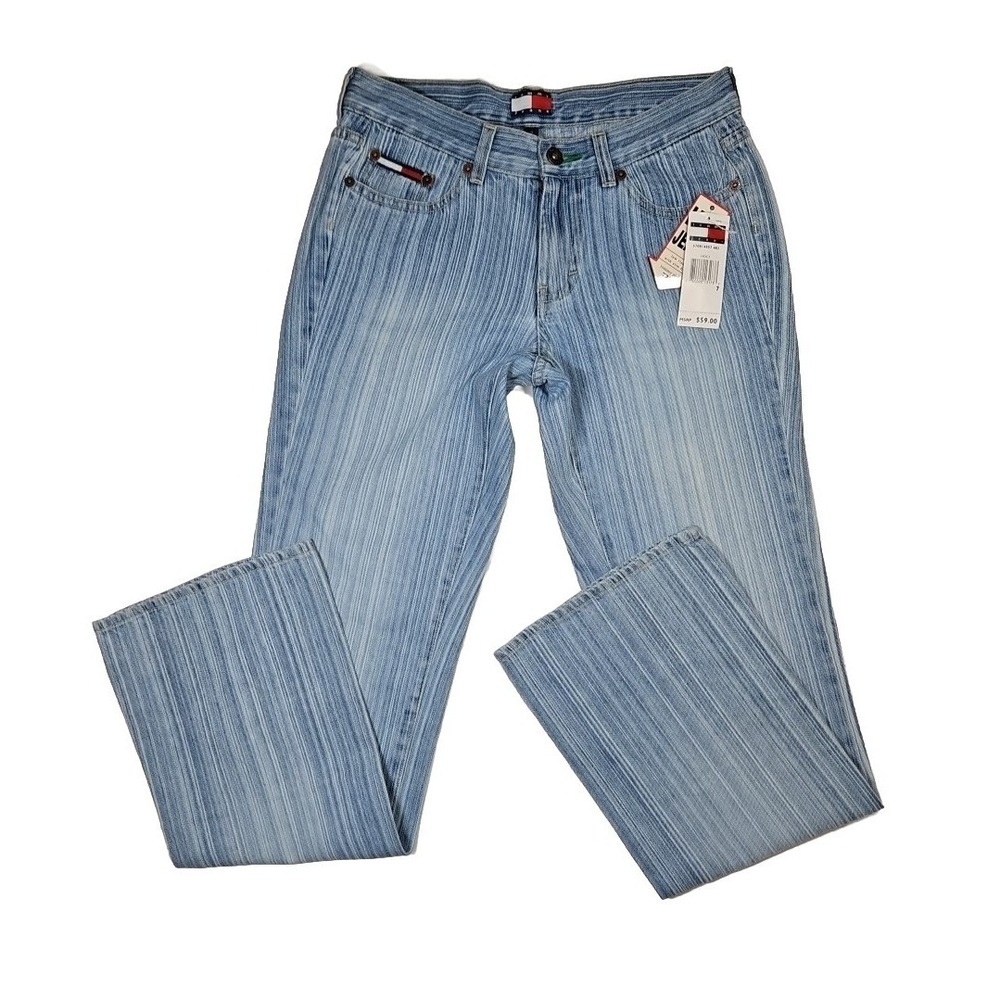 Tommy Hilfiger Y2K Low Rise‎ Slim Straight Light Wash Jeans Size 7 NWT
